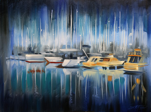 abstract boats 26 x 32 $400
